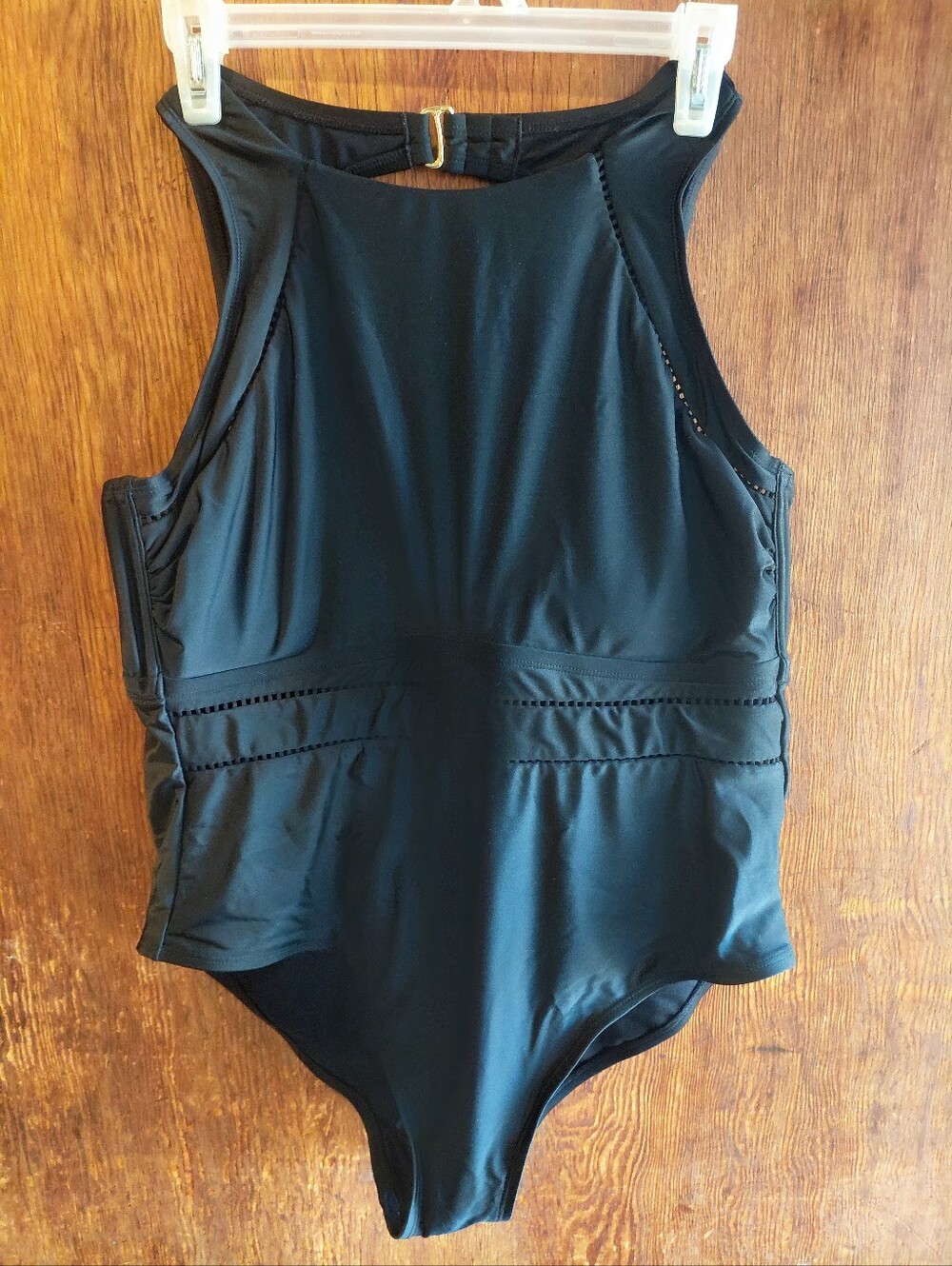 Black High Neck One-Piece Swimsuit Size  18